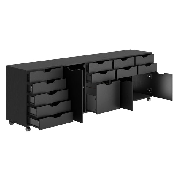 Winsome Wood Halifax 3-piece Mobile Cabinet Set With File Drawer & Easy-glide Storage - Versatile Black Finish Black Composite Wood 20346-winsome-wood