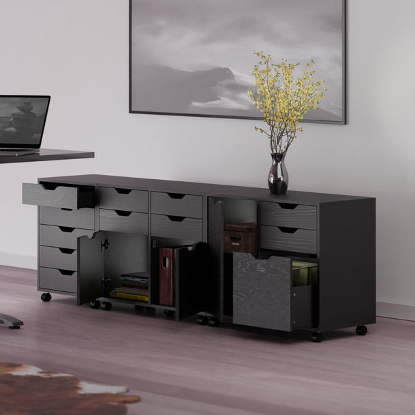 Winsome Wood Halifax 3-piece Mobile Cabinet Set With File Drawer & Easy-glide Storage - Versatile Black Finish Black Composite Wood 20346-winsome-wood