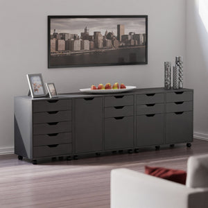 Winsome Wood Halifax 3-piece Mobile Cabinet Set With File Drawer & Easy-glide Storage - Versatile Black Finish Black Composite Wood 20346-winsome-wood