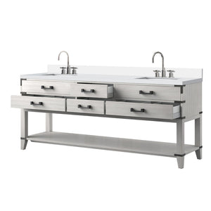 English Elm White Oak Double Bath Vanity With Cultured Marble Top & Chrome Faucet - Spacious Storage Solution B2731P260362-GIGA