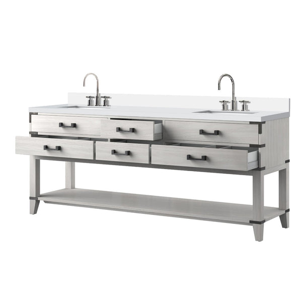 English Elm White Oak Double Bath Vanity With Cultured Marble Top & Chrome Faucet - Spacious Storage Solution B2731P260362-GIGA