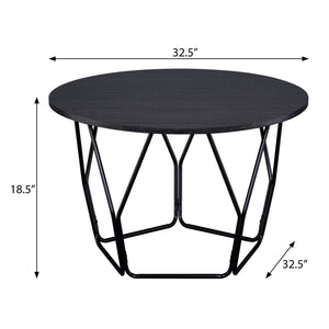 English Elm Espresso Drum Coffee Table with Open Metal Base and Round Top, 32.5" Stylish Accent Table B062P186446