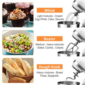 English Elm Geek Chef Tilt-head Stand Mixer Copper Motor Planetary Action 4.8qt Stainless Bowl White W1002P416197