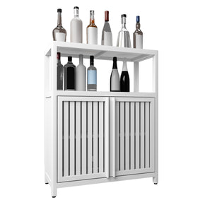 English Elm White Bamboo Storage Cabinet with Shelves — Large Capacity Freestanding Bathroom & Living Room Organizer, Durable Eco-Friendly Design W2207P242509