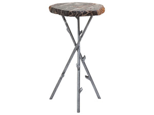 Lexington Artistica Home Shane Spot Table - Hand-forged Iron Base With Unique Petrified Wood Top For Elegant Home Décor Natural Iron Wood 2035-951