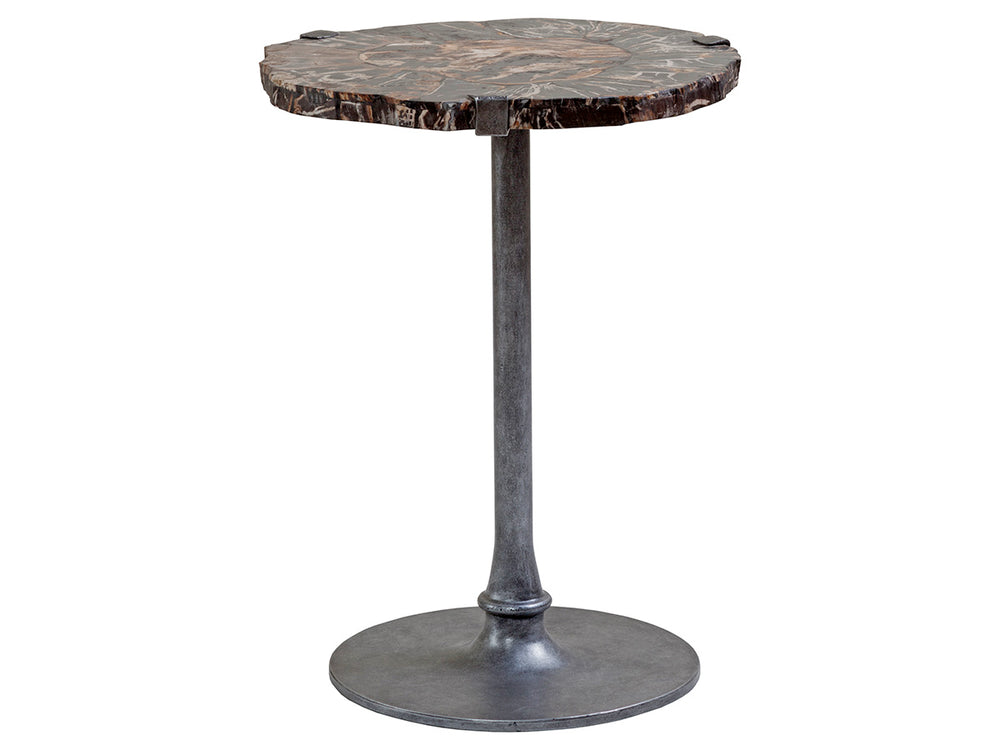 Lexington Artistica Home Kane Spot Table - Hand-forged Iron Base With Unique Petrified Wood Top For Elegant Home Décor Natural Iron Wood 2035-954
