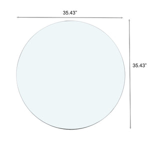 English Elm Tempered Glass Round Table Top 35 Inch Polished Safety Surface for Dining Patio W1718P352104
