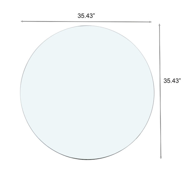English Elm Tempered Glass Round Table Top 35 Inch Polished Safety Surface for Dining Patio W1718P352104