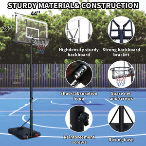 English Elm Use Adjustable Polycarbonate Basketball Hoop System with Steel Frame and Portable Base W1408P295941