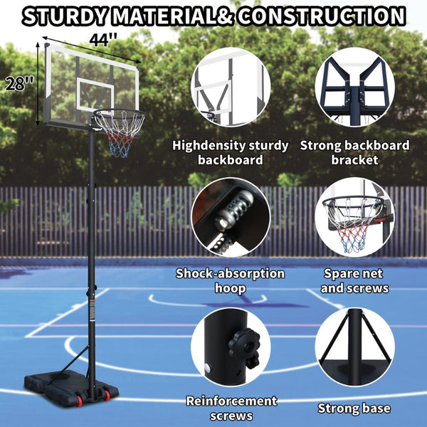 English Elm Use Adjustable Polycarbonate Basketball Hoop System with Steel Frame and Portable Base W1408P295941