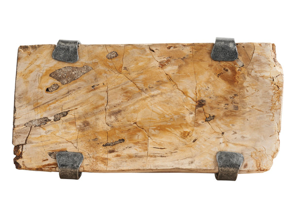 Lexington Artistica Home Wyatt Spot Table - Unique Hand-forged Iron Base With Stunning Petrified Wood Slice For Home Decor Natural Iron Wood 2035-955