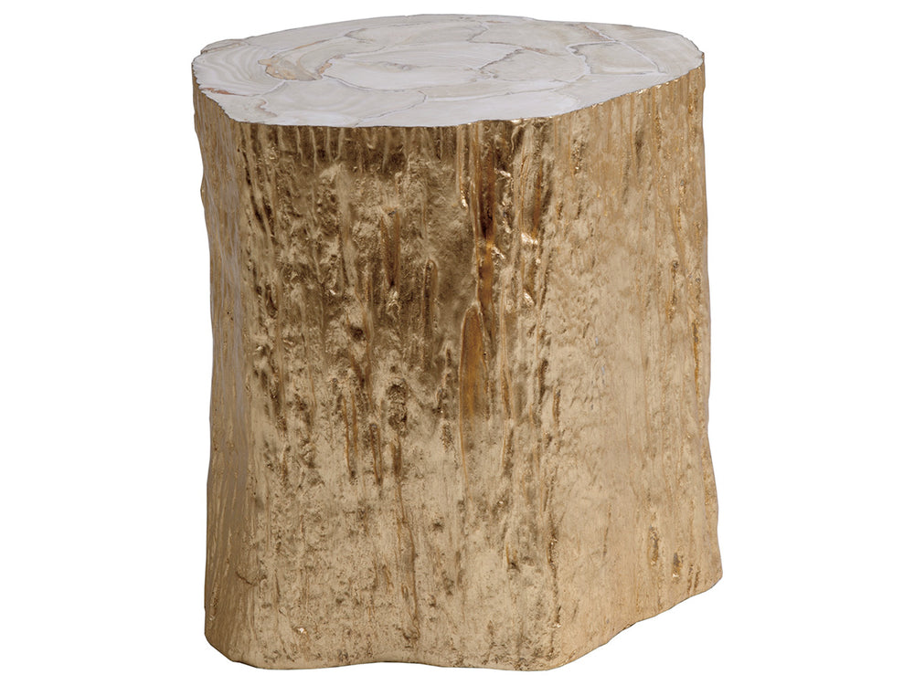 Lexington Artistica Home Trunk Segment Spot Table - Unique Natureform Design With Fossilized Shell Top For Stunning Interiors Gold Wood 2036-950