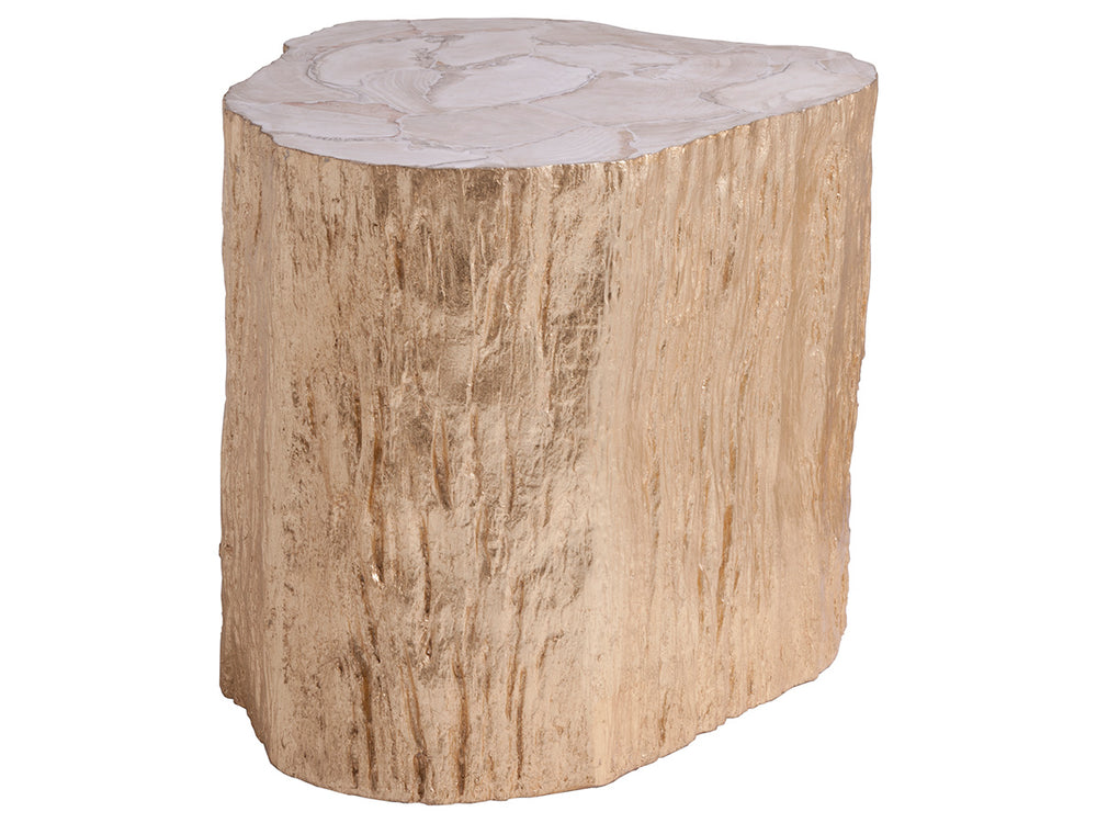 Lexington Artistica Home Trunk Natureform Side Table - Unique Mixed Media Design With Fossilized Clam Shell Top For Homes Silver Leaf Wood 2037-952