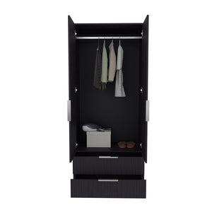 English Elm Trappe Black Armoire Cabinet for Bedroom & Office — Stylish Engineered Wood, Durable, Organized Storage B092S00297