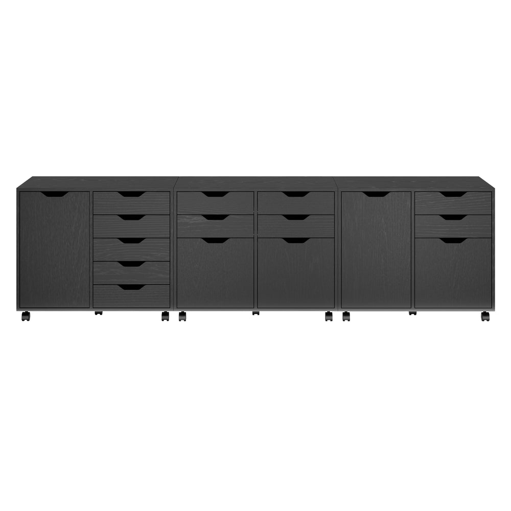 Winsome Wood Halifax 3-piece Mobile Cabinet Set With File Drawer & Easy-glide Storage - Versatile Black Finish Black Composite Wood 20361-winsome-wood