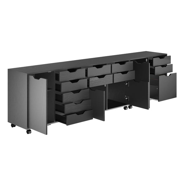 Winsome Wood Halifax 3-piece Mobile Cabinet Set With File Drawer & Easy-glide Storage - Versatile Black Finish Black Composite Wood 20361-winsome-wood