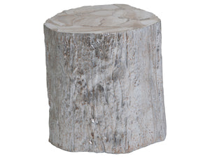 Lexington Artistica Home Trunk Segment Spot Table - Unique Natureform Design With Fossilized Shell Top For Stunning Interiors Silver Leaf Wood 2037-950