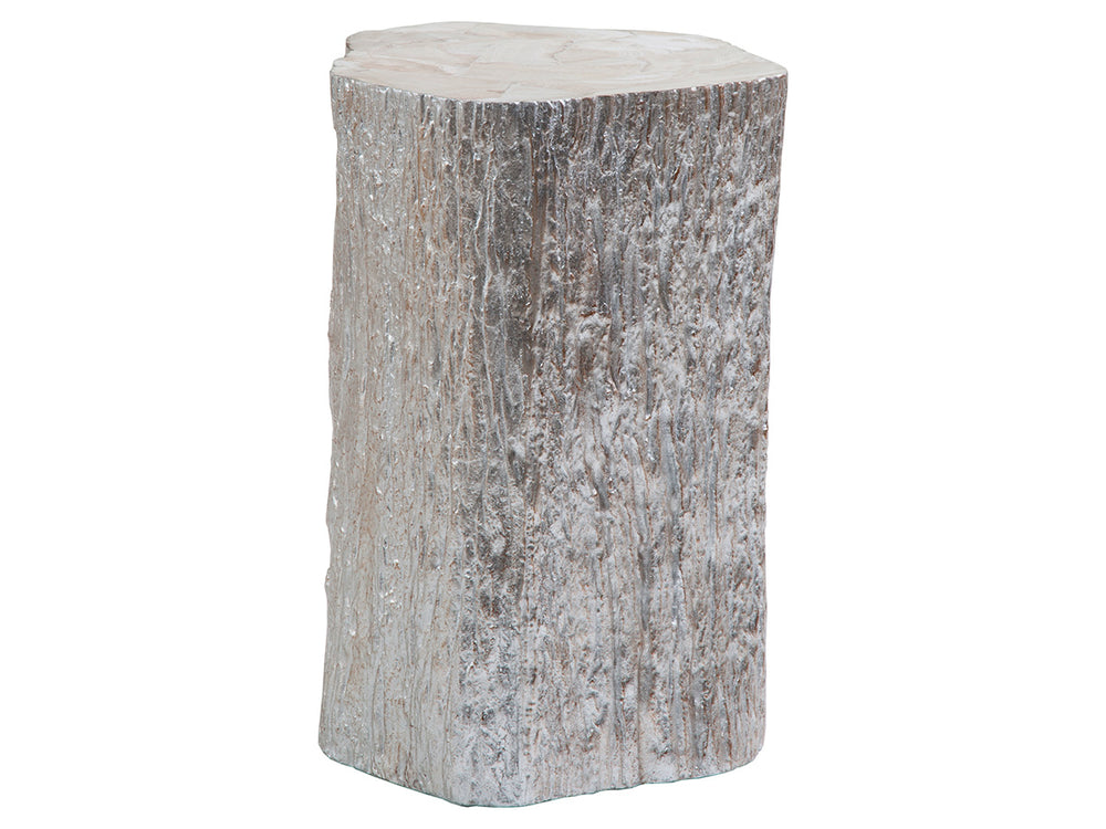 Lexington Artistica Home Trunk Accent Table - Unique Natureform Design With Fossilized Clam Shell Top For Stunning Decor Silver Leaf Wood 2037-951