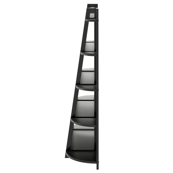 Winsome Wood Adam 3-piece A-frame Shelving Set In Black - Stylish 5-tier Ladder & Corner Shelves For Small Spaces Black Solid Wood 20373-winsome-wood
