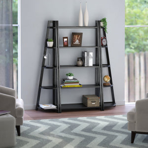 Winsome Wood Adam 3-piece A-frame Shelving Set In Black - Stylish 5-tier Ladder & Corner Shelves For Small Spaces Black Solid Wood 20373-winsome-wood