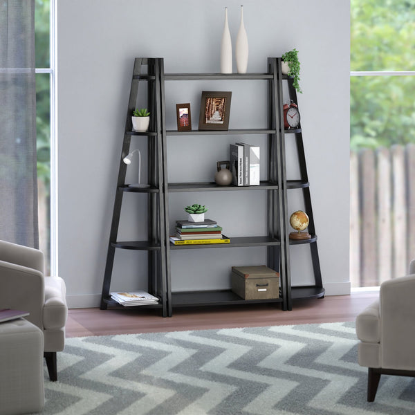 Winsome Wood Adam 3-piece A-frame Shelving Set In Black - Stylish 5-tier Ladder & Corner Shelves For Small Spaces Black Solid Wood 20373-winsome-wood