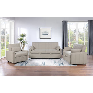 English Elm Westwind Bouclé Channel Tufted Sleeper Sofa with Pull Out Bed for Guest Rooms Beige B062P451684