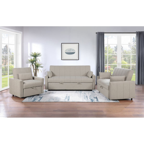 English Elm Westwind Bouclé Channel Tufted Sleeper Sofa with Pull Out Bed for Guest Rooms Beige B062P451684