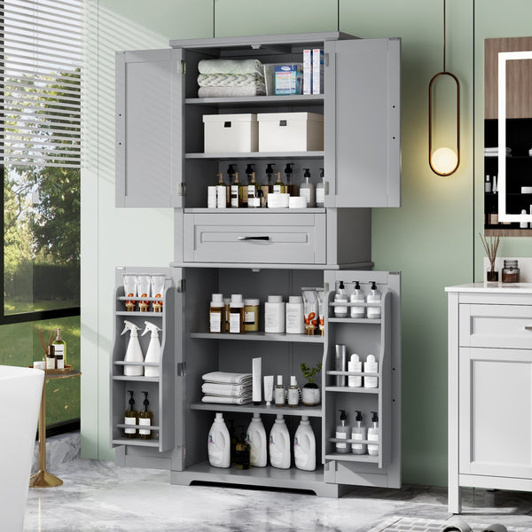English Elm Christopher Knight Home® - Bathroom Storage Cabinet with Doors Drawer and Adjustable Shelves — MDF Build, Anti-Tip Safety, Modern Appeal Grey N759P241667E