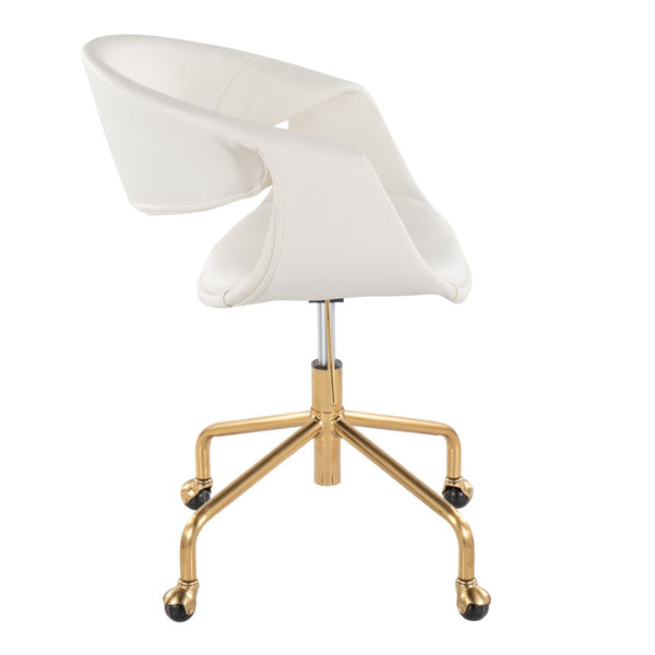 English Elm Task Chair with Chrome Five Star Base Grey Fabric Seat for Modern Home Office Use Gold,White B202P474188