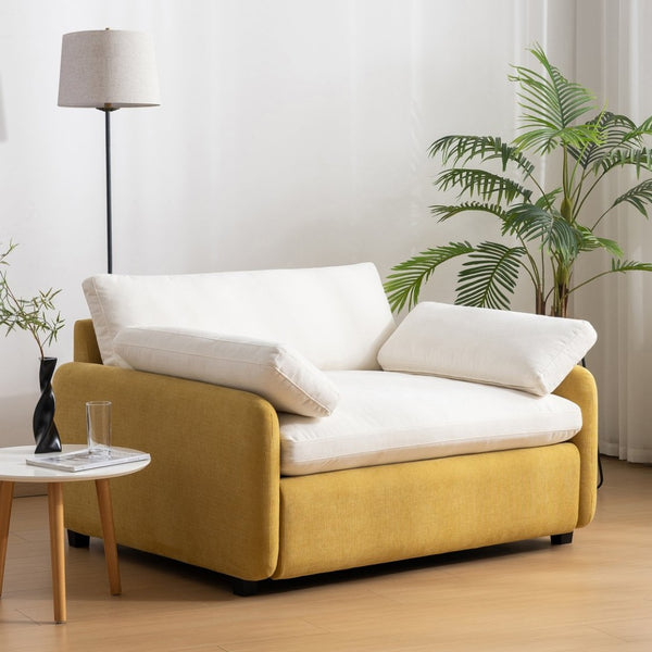 English Elm 50*43" Oversized Chenille Armchair Deep Lounge Seat Modern Minimalist Living Room Chair Cream,Yellow N723S5042L