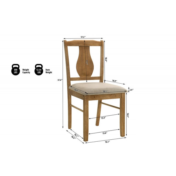 English Elm 5 Piece Antique Natural Oak Wood Dining Set with Cushioned Chairs, Compact Solid Wood Table Brown B011P379420