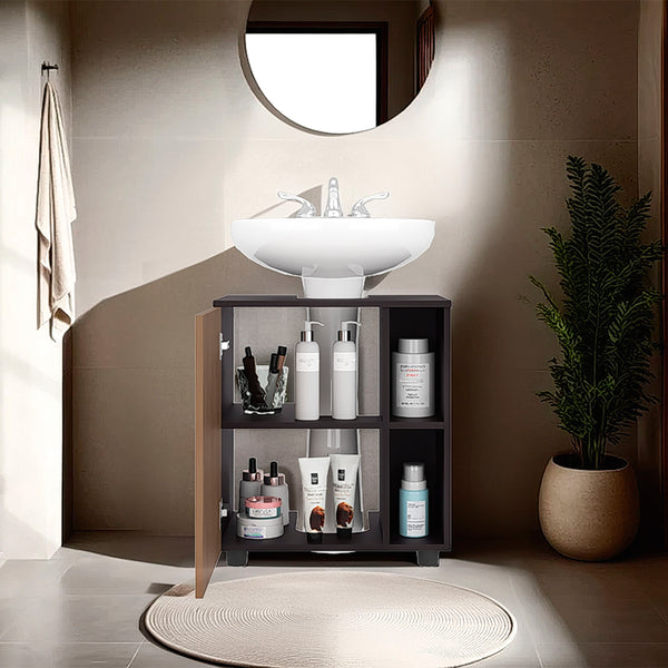 English Elm Pascuale Compact Under-Sink Cabinet with Cut-Out Back, Double Doors & Side Shelves for Small Baths B200P368126