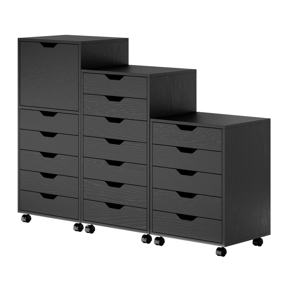 Winsome Wood Halifax 3-piece Mobile Storage Cabinet Set With 17 Drawers For Home Office, Garage, Or Closet Use Black Composite Wood 20395-winsome-wood