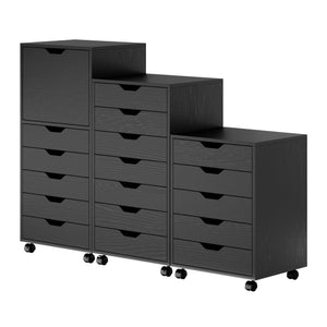 Winsome Wood Halifax 3-piece Mobile Storage Cabinet Set With 17 Drawers For Home Office, Garage, Or Closet Use Black Composite Wood 20395-winsome-wood