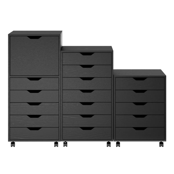 Winsome Wood Halifax 3-piece Mobile Storage Cabinet Set With 17 Drawers For Home Office, Garage, Or Closet Use Black Composite Wood 20395-winsome-wood