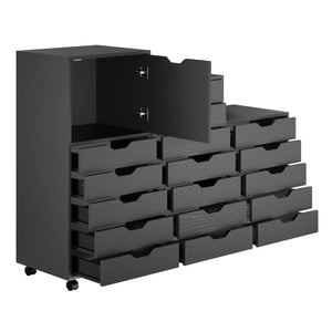 Winsome Wood Halifax 3-piece Mobile Storage Cabinet Set With 17 Drawers For Home Office, Garage, Or Closet Use Black Composite Wood 20395-winsome-wood