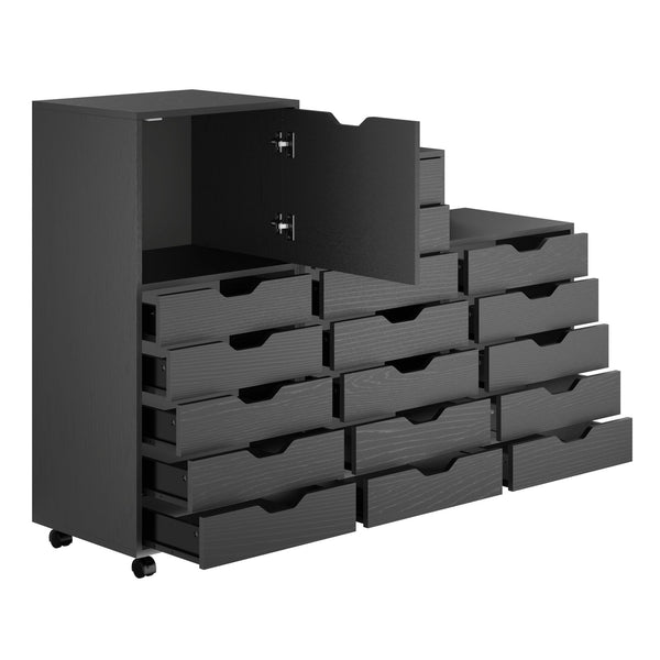 Winsome Wood Halifax 3-piece Mobile Storage Cabinet Set With 17 Drawers For Home Office, Garage, Or Closet Use Black Composite Wood 20395-winsome-wood