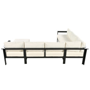 English Elm U_style Outdoor U-shaped Sectional with Iron Frame and Ultra Thick Foam Patio Seating WY000478AAA