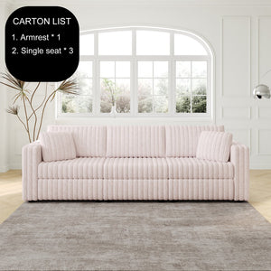 English Elm 106.3" Soft Modular 3-Person Sofa - Chic Light Pink Design For Comfort, Versatile Use & Easy Care! W1767S00018