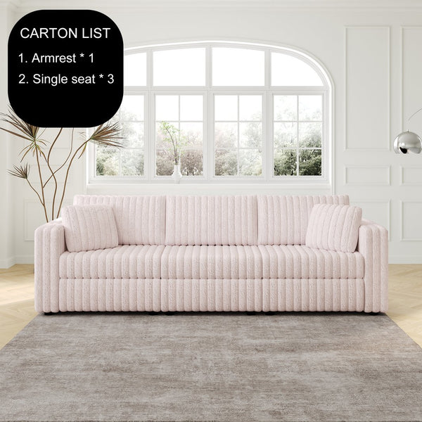 English Elm 106.3" Soft Modular 3-Person Sofa - Chic Light Pink Design For Comfort, Versatile Use & Easy Care! W1767S00018