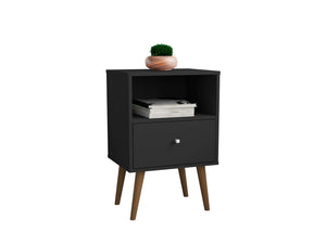 Manhattan Comfort Liberty Mid-Century Modern Nightstand Black 203AMC8