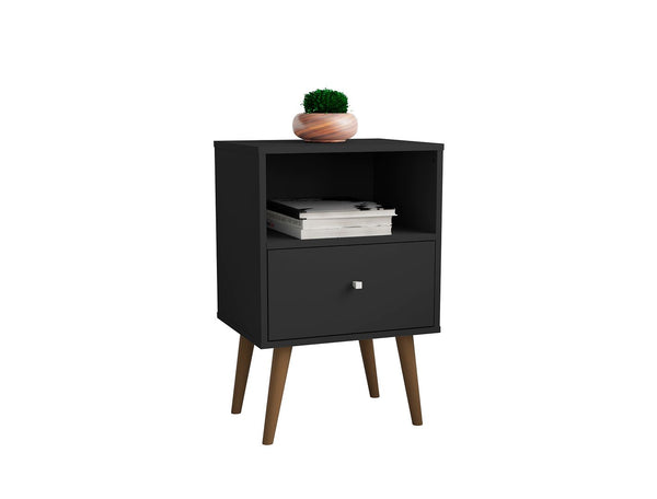 Manhattan Comfort Liberty Mid-Century Modern Nightstand Black 203AMC8