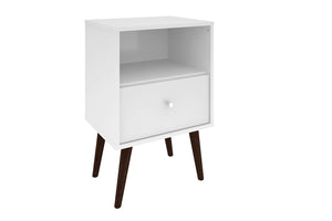 Manhattan Comfort Liberty Mid-Century Modern Nightstand White 203AMC6