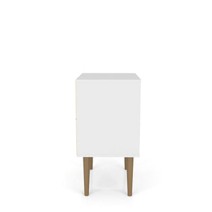 Manhattan Comfort Liberty Mid-Century Modern Nightstand White and 3D Brown Prints 203AMC67