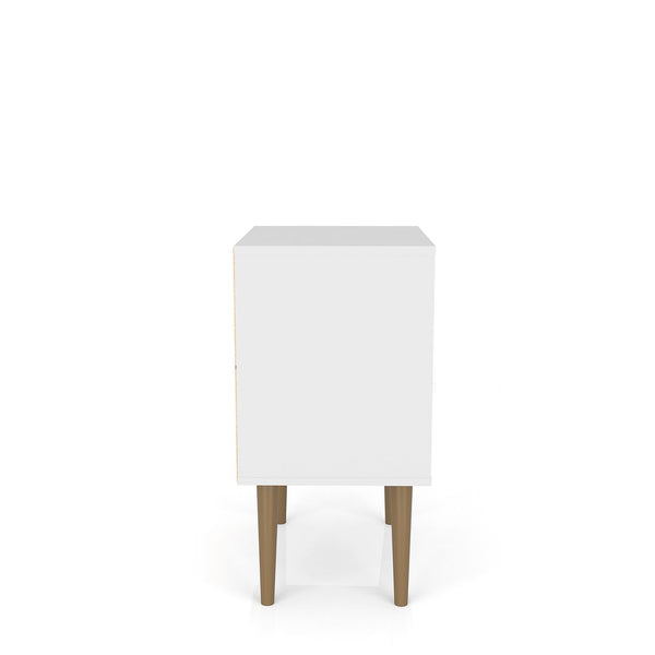 Manhattan Comfort Liberty Mid-Century Modern Nightstand White and 3D Brown Prints 203AMC67