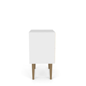 Manhattan Comfort Liberty Mid-Century Modern Nightstand White and 3D Brown Prints 203AMC67