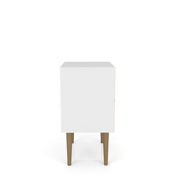 Manhattan Comfort Liberty Mid-Century Modern Nightstand White and 3D Brown Prints 203AMC67