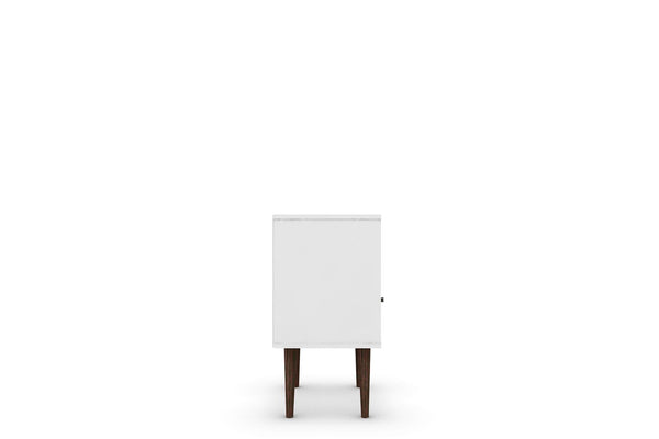 Manhattan Comfort Liberty Mid-Century Modern Nightstand White and Rustic Brown 203AMC69