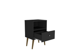 Manhattan Comfort Liberty Mid-Century Modern Nightstand Black 203AMC8