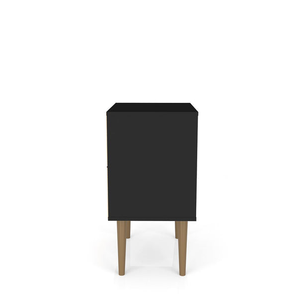 Manhattan Comfort Liberty Mid-Century Modern Nightstand Black 203AMC8